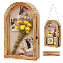 Boîte de présentation à cadre en bois vintage, serrure rétro
