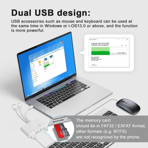 5-in-1 memory card reader, USB OTG adapter and SD card reader for USB C and USB A devices 2