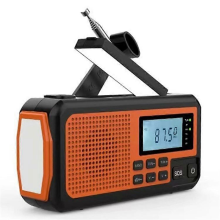 373 Rádio AM/FM de emergência multifuncional para uso externo com manivela, carregador solar e bateria externa, versão europeia.