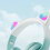 Cute Cat Gradient Wireless Headsets LED Light Purple 5