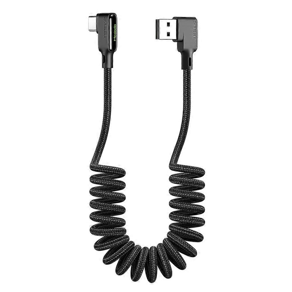 Mcdodo 1.8M Spring Coiled Elbow Shape Typc-C Usb Data Sync Charger Cable Compatible With Samsung Huawei Xiaomi 6921102312096