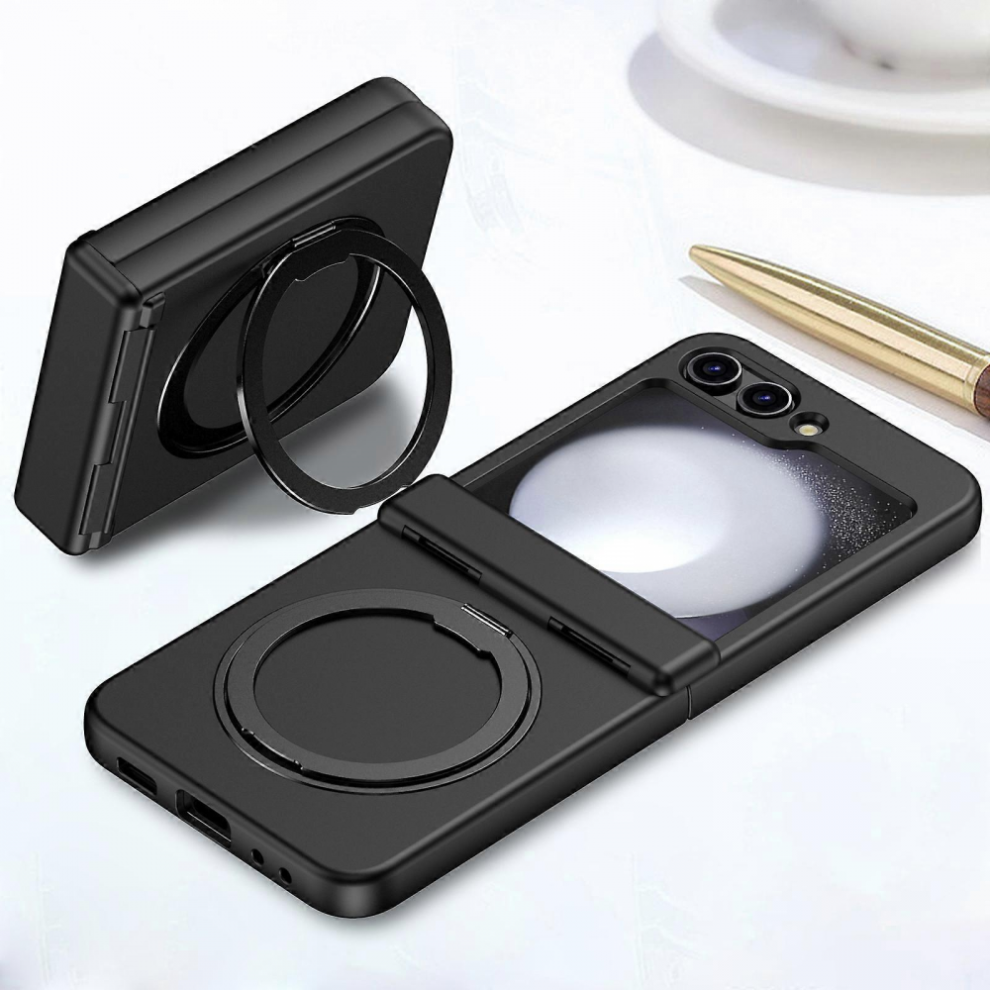 (-Without Screen Protector)Hinge Phone Case Compatible With Samsung Galaxy Z Flip 6 5G, Cover With Kickstand Design Shockproof Protecti Black 6921102314250