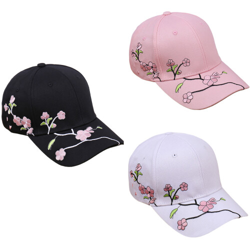 Chapeau de Baseball brodé de fleurs pour filles, chapeau de-Noir 1