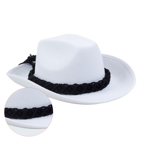 Chapeaux de cowboy avec corde de menton réglable,-Blanc