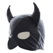 Couvre-tête en PU noir avec cravate réglable, cagoule,-Noir