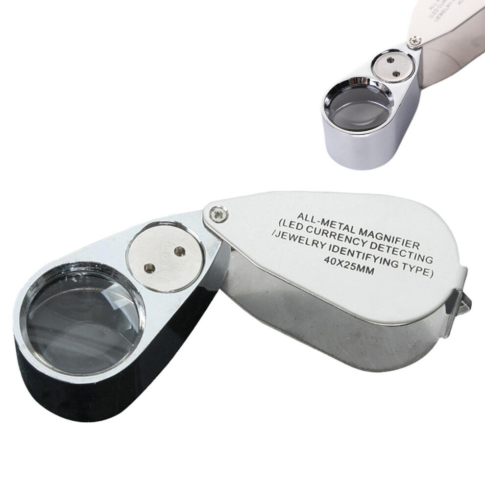 Light Led Illuminated Magnifying Glass With Foldable Reading Magnifier, 40X Handheld Magnifier With Uv For Macular Degeneration