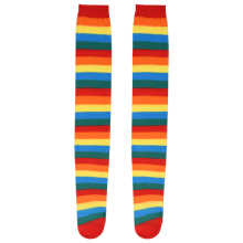 Chaussettes hautes à rayures arc-en-ciel colorées, costume de clown à rayures.