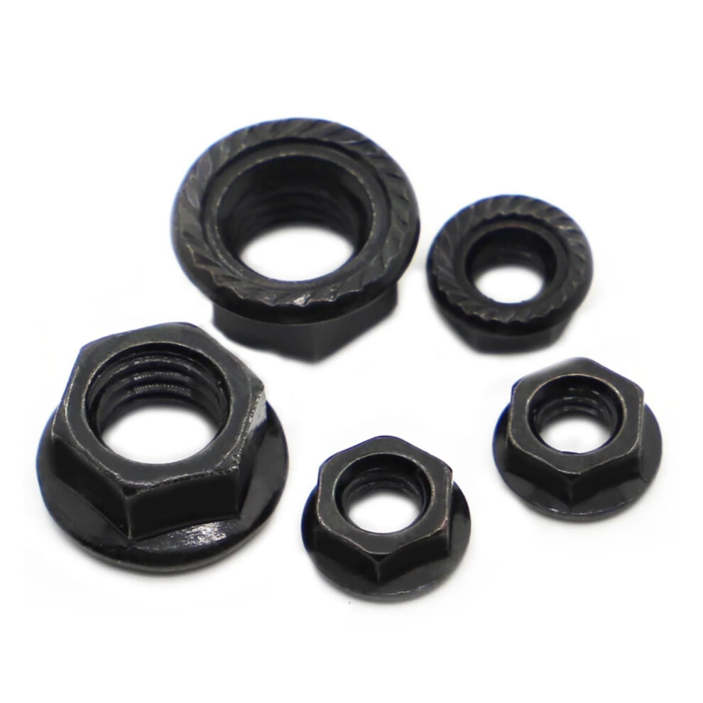 5Â50 Pieces M3 M4 M5 M6 M8 M10 M12 Hex Nuts, Black Lock Nuts, Black Carbon Steel, Din6923 (M12 5Pcs) 9412369665256