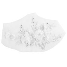 Toppa ricamata a caldo con perline, fiori ricamati, colore bianco