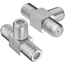 Adaptor avansat în formă de T, splitter tip F pentru conexiune prin cablu coaxial fără sudură, conector dublu mamă nichelat, ușor de asamblat