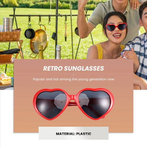 Modische, süße Retro-Sonnenbrille in Herzform – Rot 1