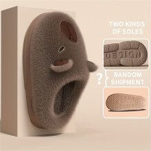 (Grey, 44-45) Capybara Cotton Slippers Cute Plush Cozy Warm Slippers Novelty Winter Indoor Outdoor Slippers for Women
