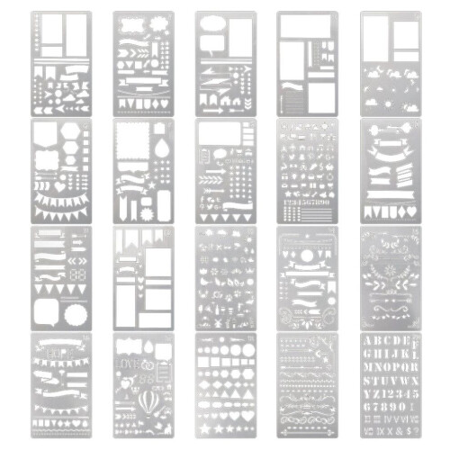 Junk Journaling Stencil Set Template Geometry Shape Planner 1-20