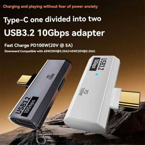 USB 3.2 10 Gbps USB-C naar dubbele Type-C OTG-dataadapter wit 2