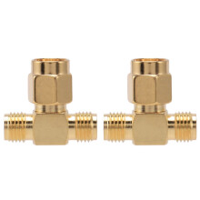 Adaptateur triple T SMA mâle vers deux SMA femelles (3 voies)