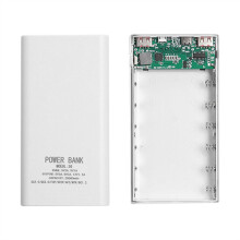 20000mAh Powerplatine für 6x18650 Akkus DIY Powerbank Gehäuse (Weiß)
