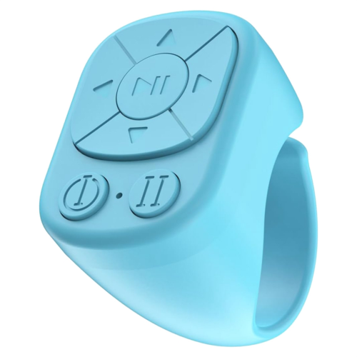 Fjärrkontroll med scrollring för Bluetooth-sidvändare, blå