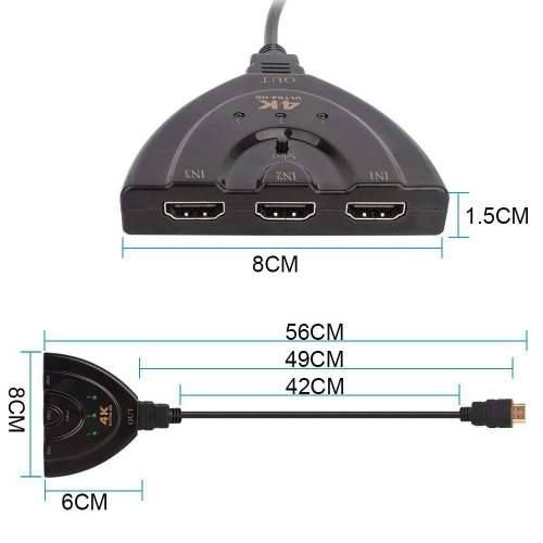 Διακόπτης HDMI4K, Διανομέας HDMI υψηλής ευκρίνειας 3 θυρών, Plug and Play 2