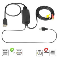 Convertor RCA la HDMI, adaptor avansat de ieșire analogică RCA compozită la HDMI 1080P pentru mai multe dispozitive, acceptă mai multe formate TV