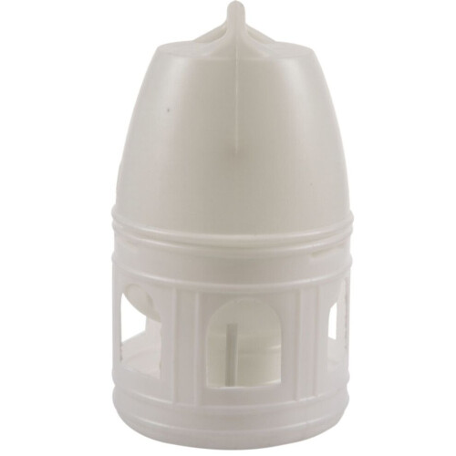 Bebedero extraíble de plástico blanco con asa para palomas. 1