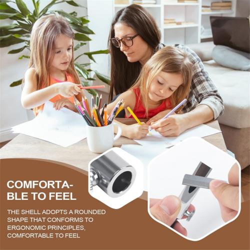 Cylindrical Pencil Sharpener Makeup -Cosmetic Pencil Sharpener Silver 2