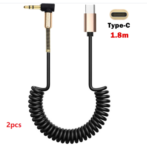 Prolunga a spirale da USB C a 90 gradi da 3,5 mm 1