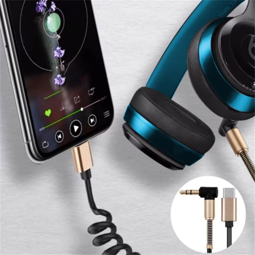 Prolunga a spirale da USB C a 90 gradi da 3,5 mm 2