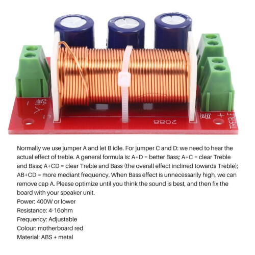 400W Crossover 2 Way High-Low 4-16 Ohm Frequency Divider for Speaker 2