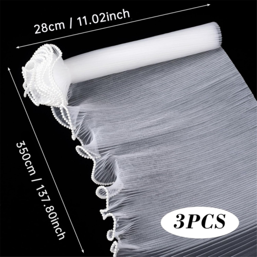 4 meter blompapper med pärlkant, 3-pack vitt 1