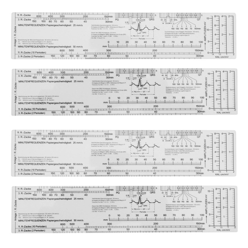 4x Essential EKG Ruler Pocketcard in Englisch