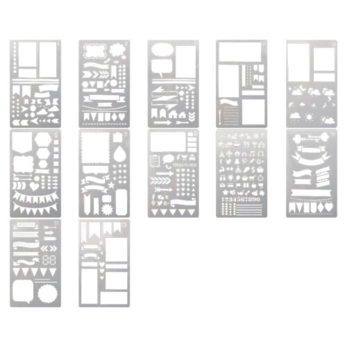 Junk Journaling Stencil Set Template Geometry Shape Planner 1-12