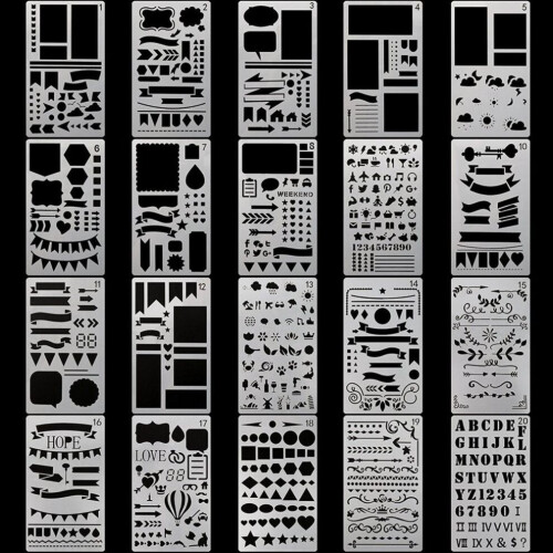 Junk Journaling Stencil Set Template Geometry Shape Planner 1-12 1