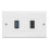 1x 2 puertos + USB 3.0 hembra placa frontal de pared toma de corriente extensor 3