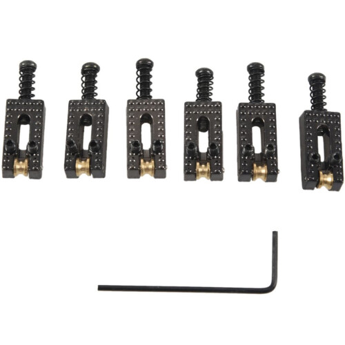 6 sellette per tremolo Roller Bridge con chiave, colore nero 1
