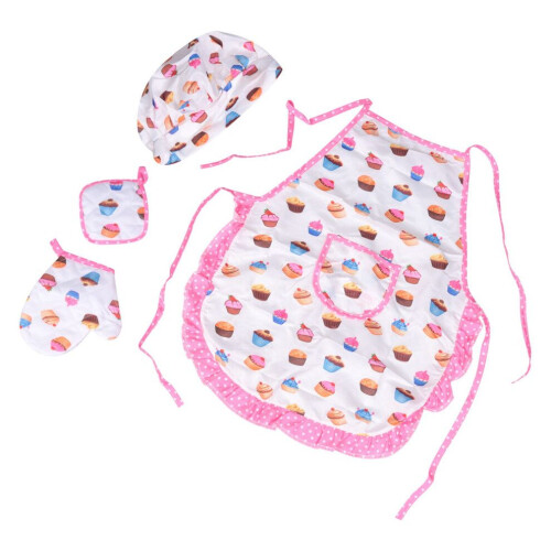 Set da cucina e pasticceria per bambini, composto da 4 pezzi, include grembiule e cappello da chef, 2
