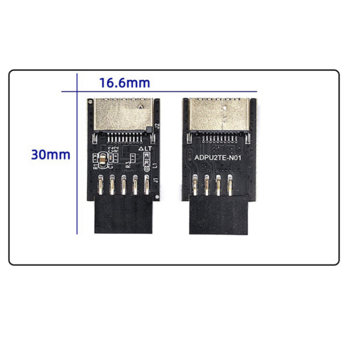 2 convertidores de conector frontal USB 2.0 de 9 pines a tipo C A-KEY para placa base 1