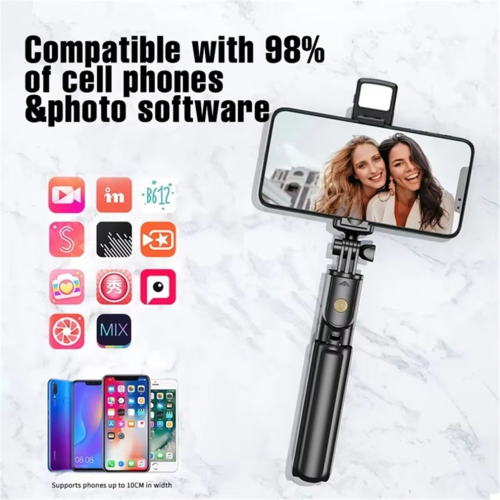 Supporto wireless per selfie stick con treppiede per live streaming da dispositivi mobili. 1