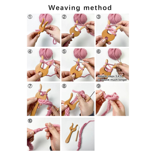 Large Wooden Fork Knitting Fork Handmade Wool Knitting Flower Fork 2