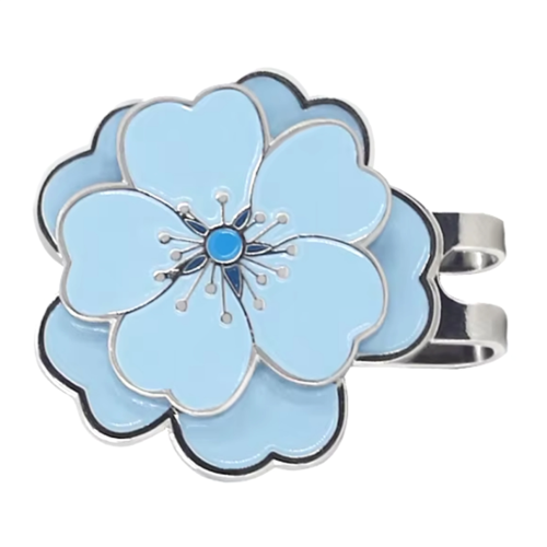 Removable Yellow Flower Pattern Golf Cap Clip Blue 1