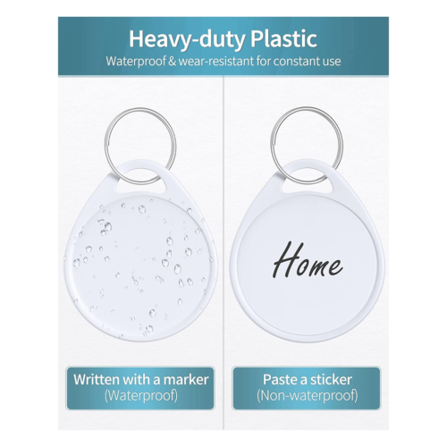 1,5 inch stevige plastic sleutelhangers, rond, wit, 50 stuks 2