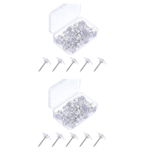 50Pcs Steel Point and Clear Plastic Head Pushpins for Cork Board