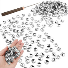 400 Stück 10 mm quadratische Pyramidennieten, Metallklauennieten mit Ahle A