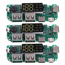 Placa de carga de batería de litio de 3 piezas LED con doble USB 5 V 2,4 A Tipo C USB