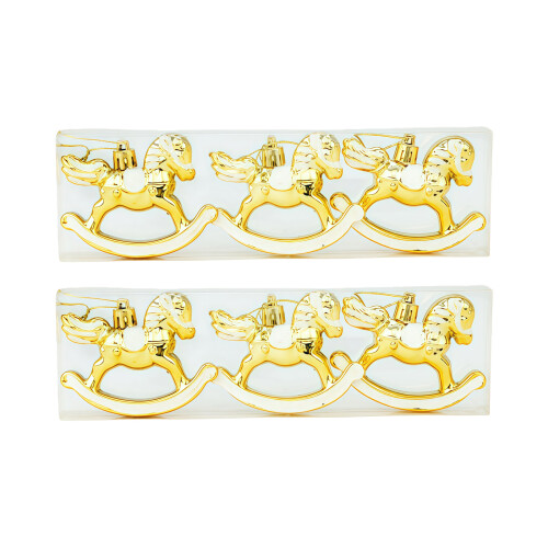 6 Stuks Plastic Paard Standbeeld Opknoping Ornament-Goud