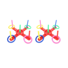 2x Ringwurfspiel-Set mit Ringen, Stiften, Seil und Zielscheibe