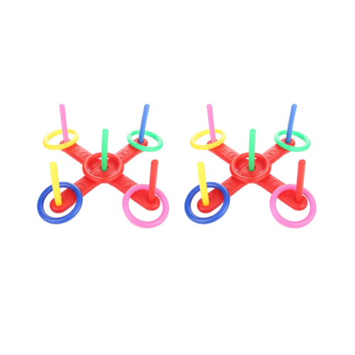 2X Ring Toss Game Quoits Hoopla Set Quoits Pegs Rope Target