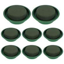 Kit fai da te con 8 ciotole rotonde in spugna floreale per composizioni floreali.