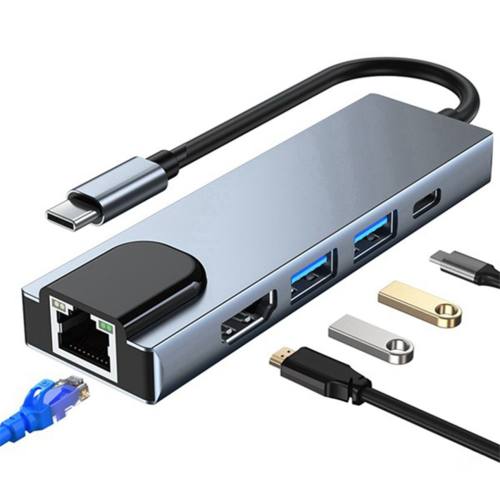 Type C dockingstation HUB 5-in-1 Type C naar RJ45 USB3.0 USB C HUB 1