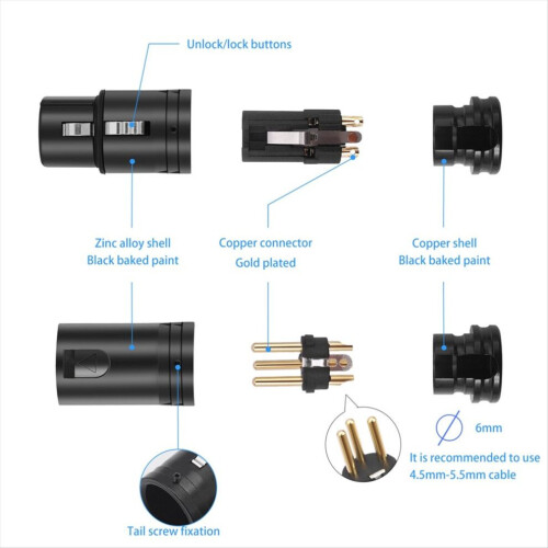 Compacte XLR-microfoonsoldeeradapter (mannelijk en vrouwelijk), 90 verstelbaar