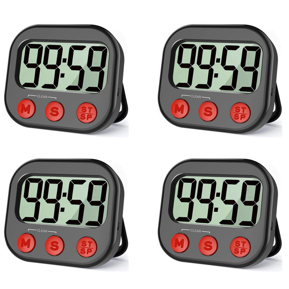 4X Kitchen Timer, Digital Visual Timer Magnetic Clock